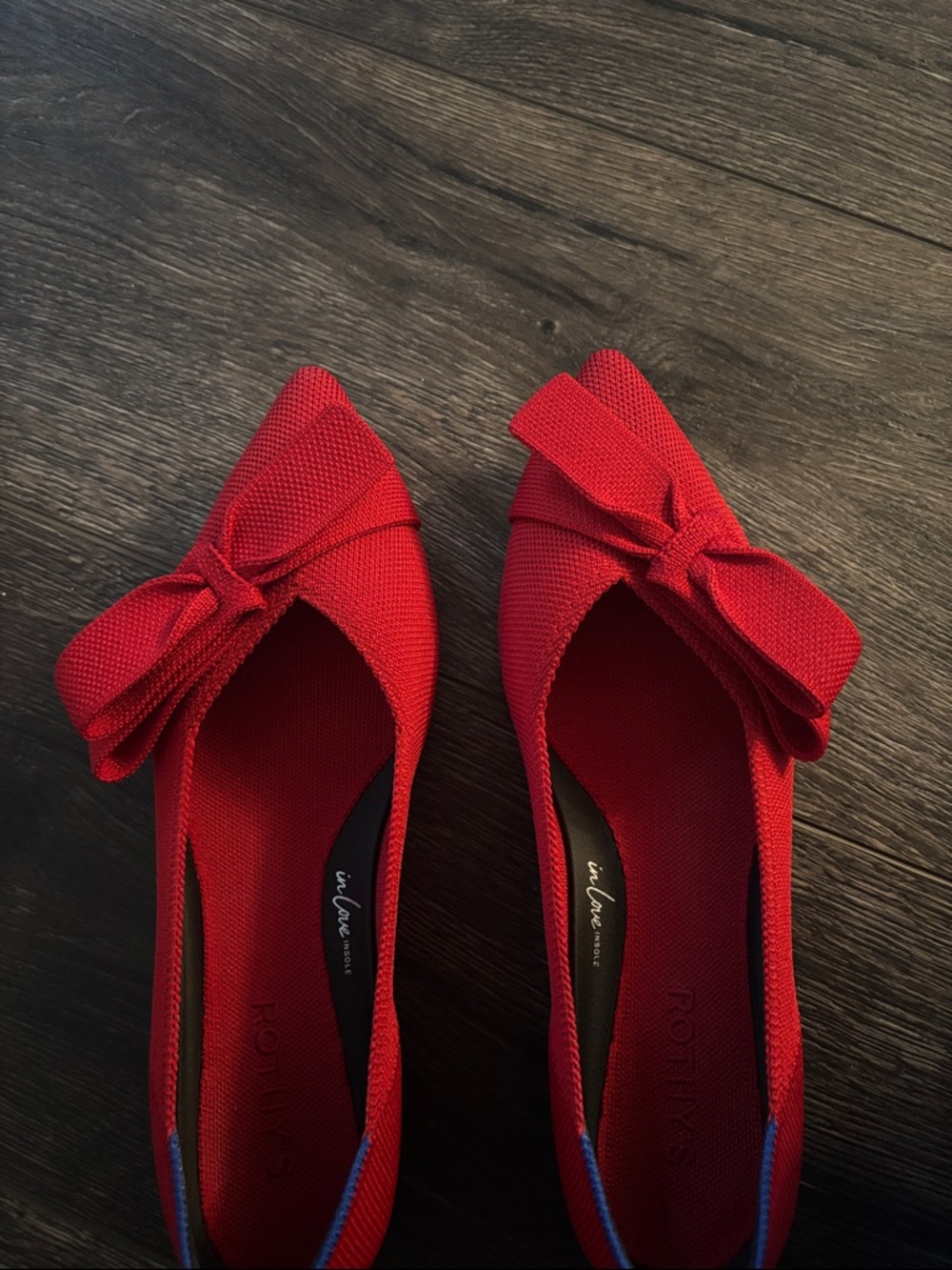 Rothy's Red Pointed Bow Flats - Picture 11 of 12